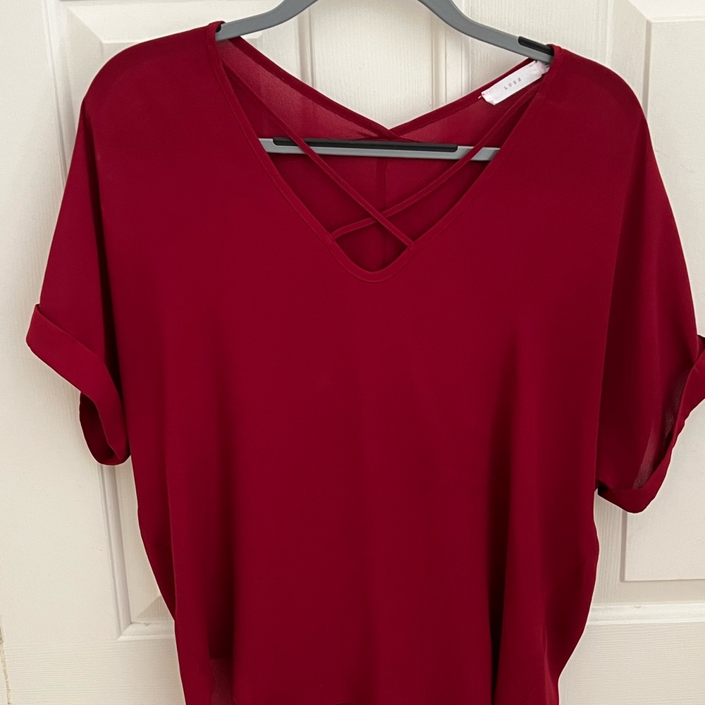 Maroon Short Sleeve Women’s Blouse